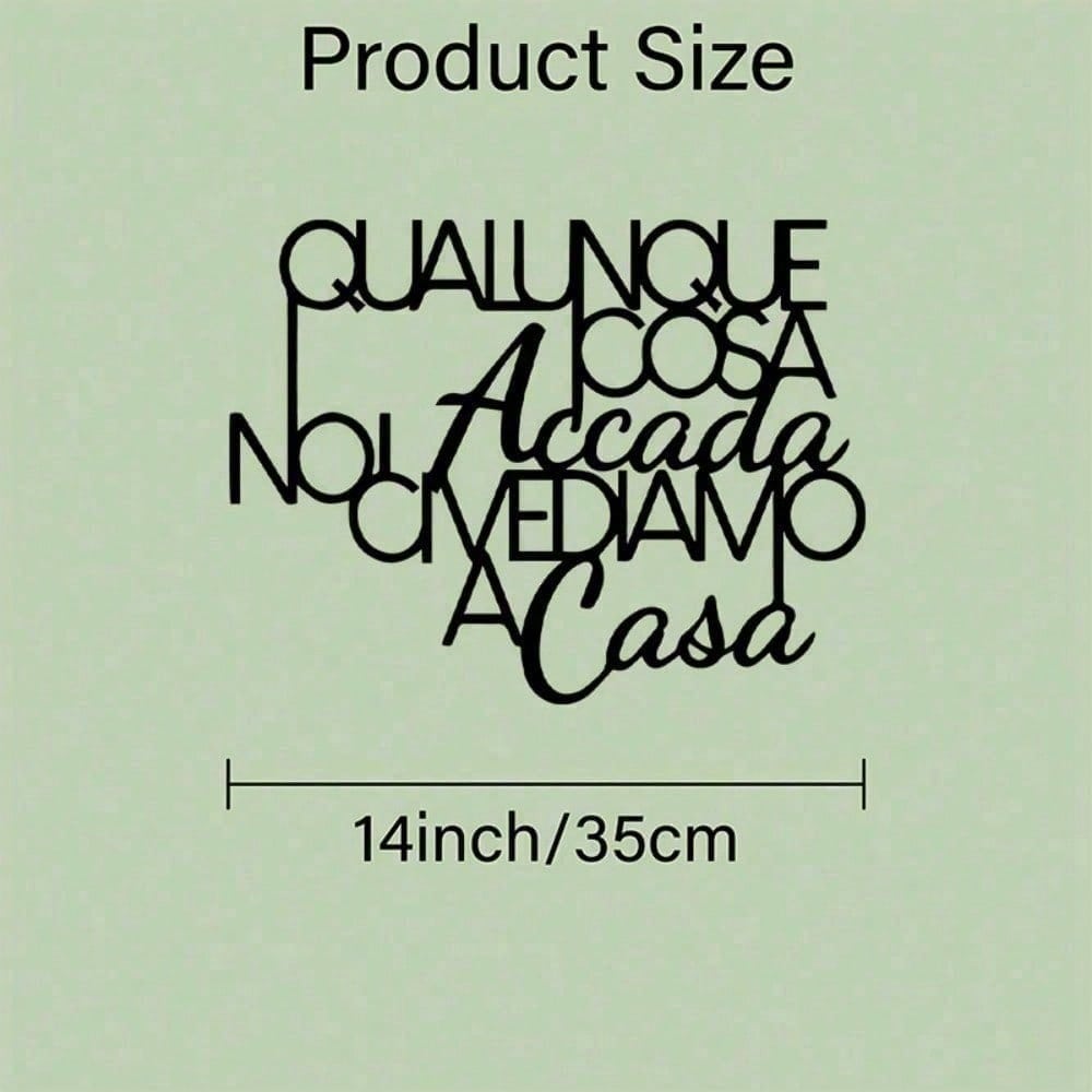 Italian Quote Metal Wall Art Vintage Black Wrought Iron Hanging Sculpture Home Decor Gift 35x23