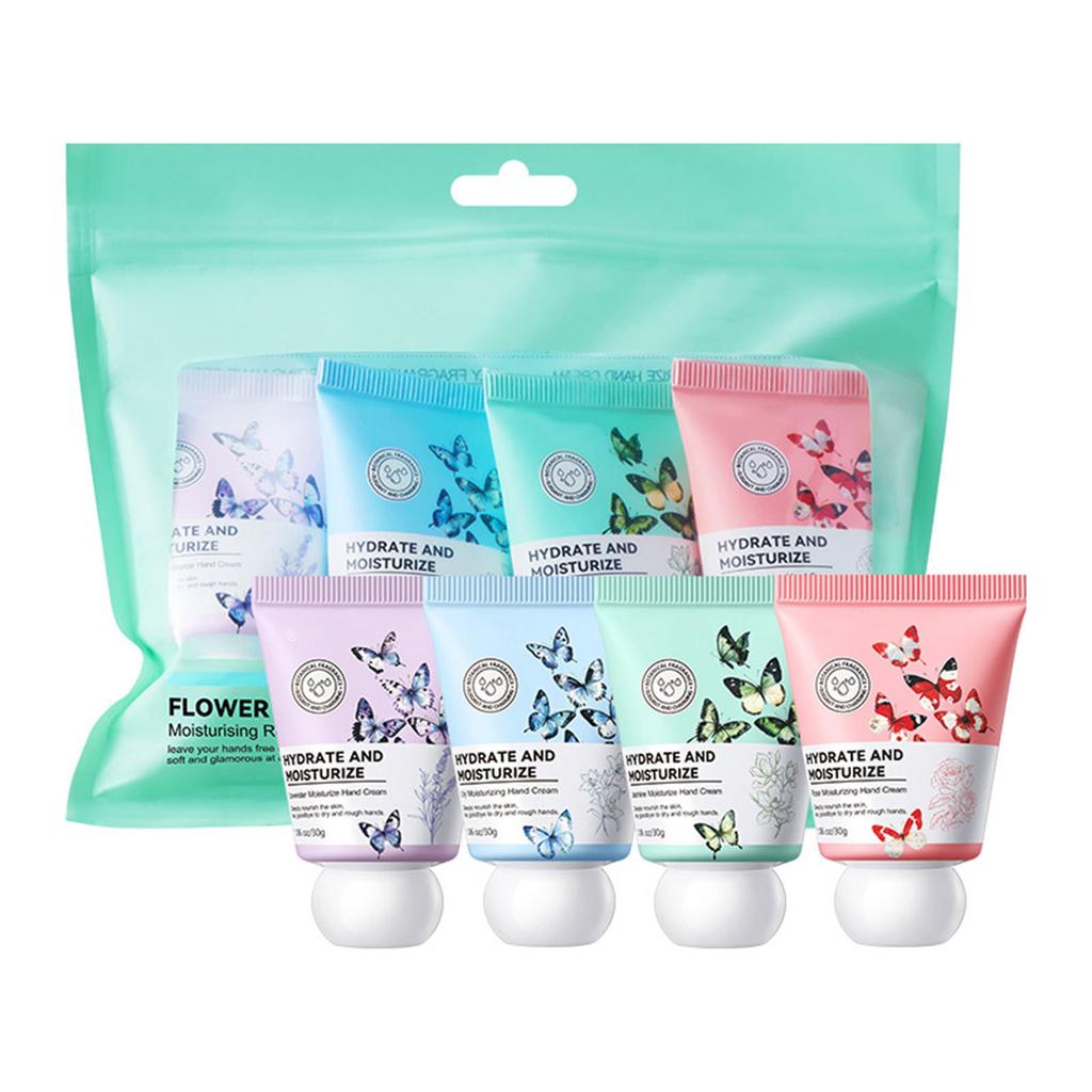 Travel Size Hand Cream Gift Set of 4, Scented Moisturizing Lotion for Dry Skin Care - Nourishing Relief for Winter & On-The-Go