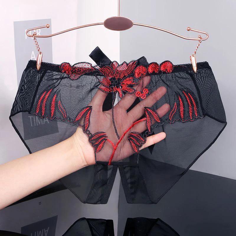 Crotchless Women's Sexy Panties Underwear Transparent Lingerie Woman Underwear for Sex Sweet Bow Crotch Open Panties