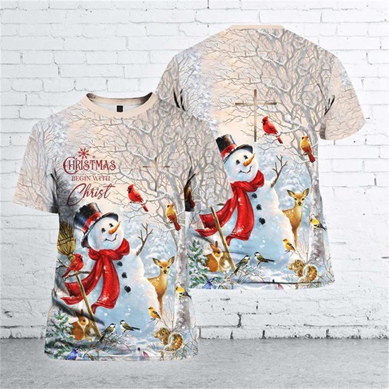 Weihnachten 3D-Druck Weihnachtsmann-Muster T-Shirt Herren Damen Xmas Langarm-T-Shirts Herbstmode Oversize Locker Y2k Herren Oberteile