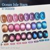 Galaxy Starlight Ice Blue & Purple Cat Eye Sea Glass Crystal Manicure Gel 2025