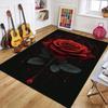 2D Dark Rose Area Rug Gothic Red Flower Pattern Carpet for Living Room Decor Soft Non Slip Floor Mat Living Room Decoration