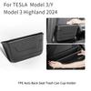 For Tesla Model 3/Y Model 3 Highland Car Set Back Storage Box TPE Auto Back Seat Trash Can Waterproof Cup Holder Accessories
