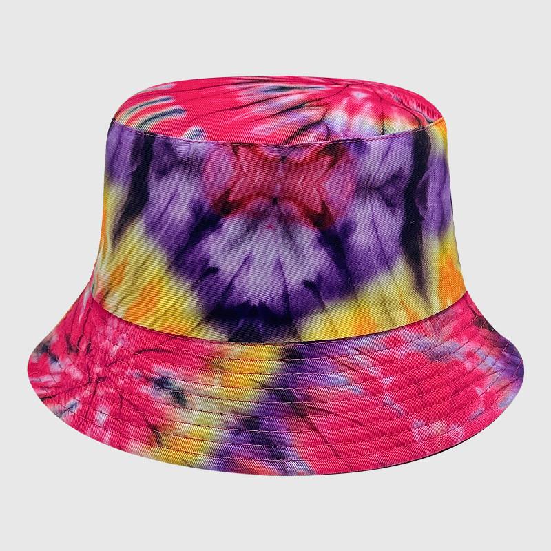 Neutral Summer Tie Dye Printed Fisherman Hat Outdoor Breathable Hat Sunshade