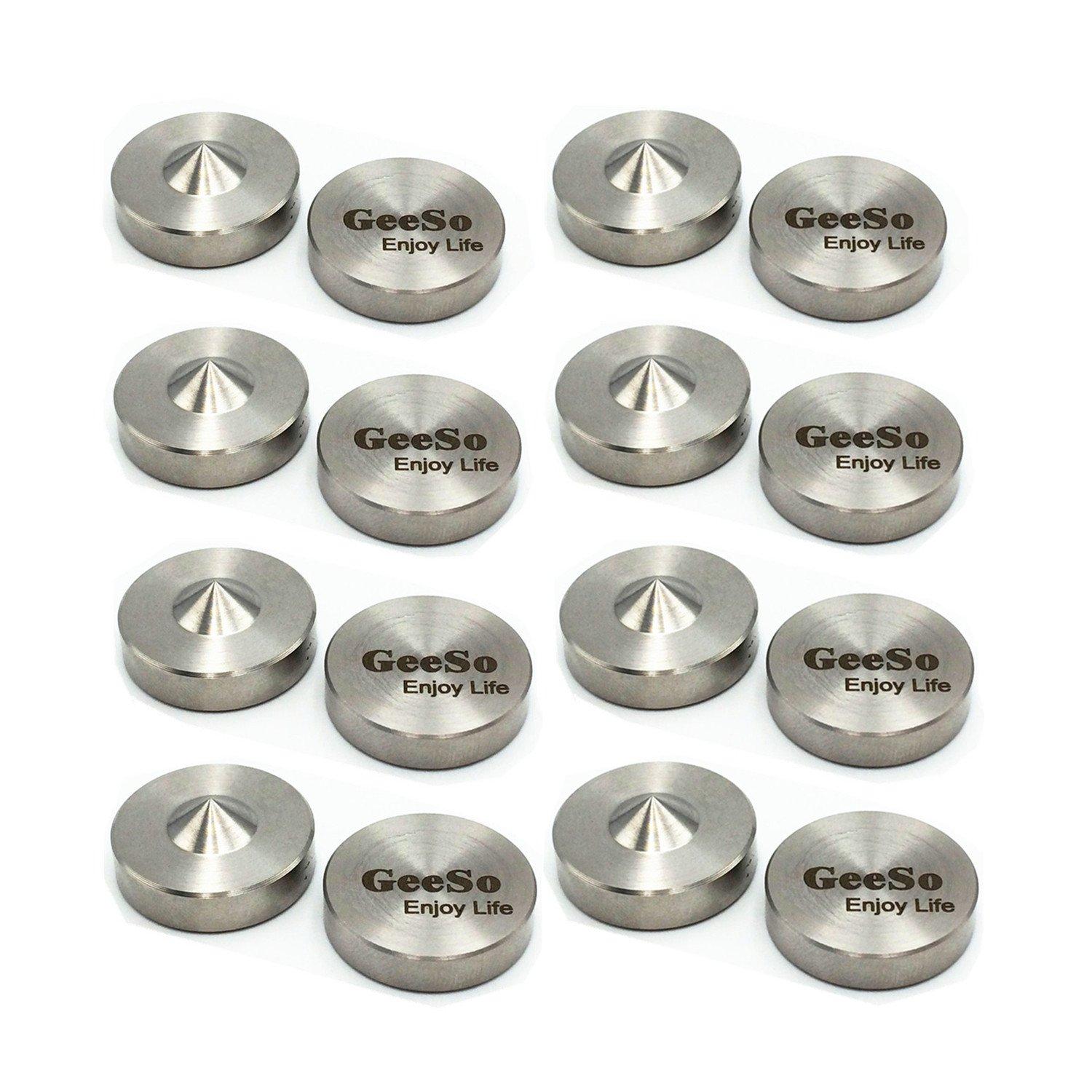 

Stainless steel set of speaker spike receivers for improved sound Includes butyl rubber 8-pair insulators/spike bases/spike quality. sheet. серебряный
