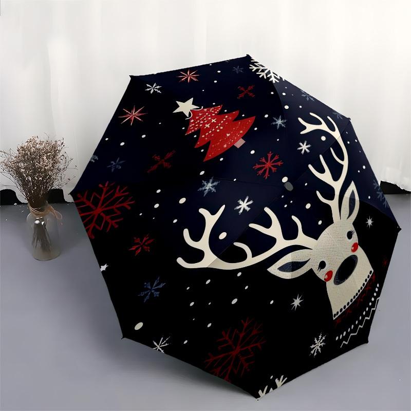 1 Stück Weihnachtsreh mit Schneeflocken und Baumschirm mit Kunststoffgriff, Geeignet für alle Jahreszeiten Outdoor PT380