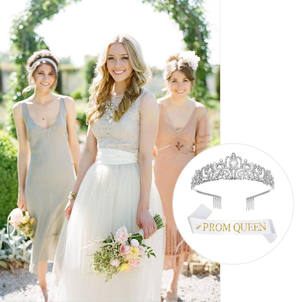 Party Royal Crown med skärp för män Kvinnor Födelsedag King Rhinestone Crown Shoulder Wrap Set Kvällsfestrekvisita tillbehör