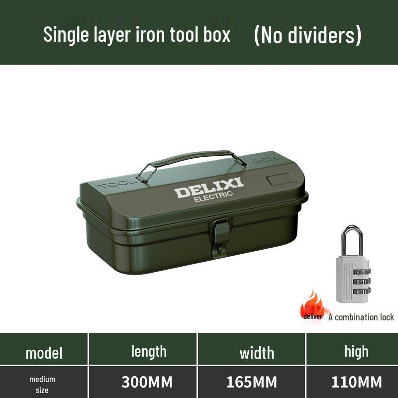 Delixi Industrial-Grade Metal Tool Box for Home and Auto Repair