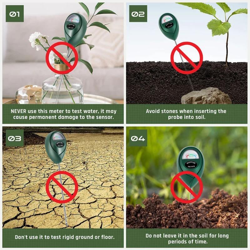 3 In 1 Soil PH Meter Sunlight PH Tester Garden Flowers Soil Moisture Sensor Meter Plants Acidity Humidity PH Monitor Detector