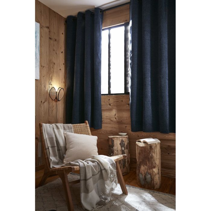 Lot de 2 rideaux occultants phoniques et thermiques doublés polaire "Bjorn" 100% opaque - Bjorn Minuit - 2 Panneaux Occultant + Pola
