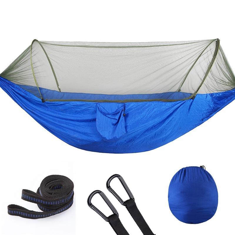 Mosquito Net Hammock Camping Parachute Fabric Automatic Quick Opening Lightweight Hanging Sleeping Swing for Outdoor Travel