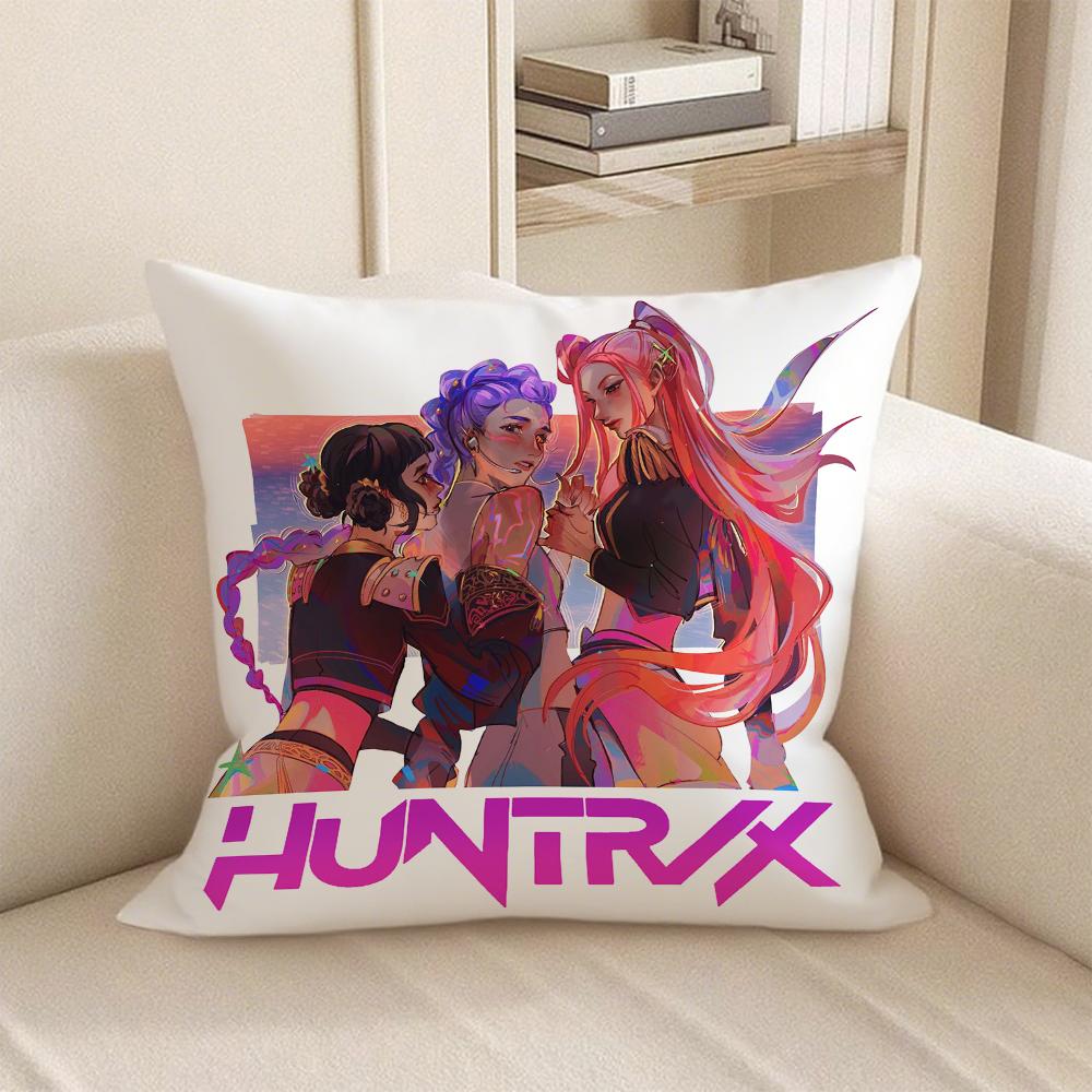 KPop Demon Hunters HunTrix аниме персонаж печать, цветная наволочка модный домашний декор 40x40cm