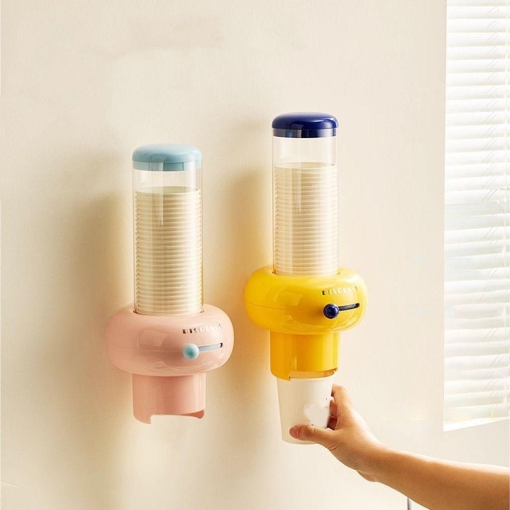 Wall Mounted Automatic Cup Dispenser Plastic Paper Cup Storage Rack Visible Cup Extractor Kitchen