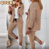 Damen Mode Lässige Langarm POLO-Kragen Hosenanzüge