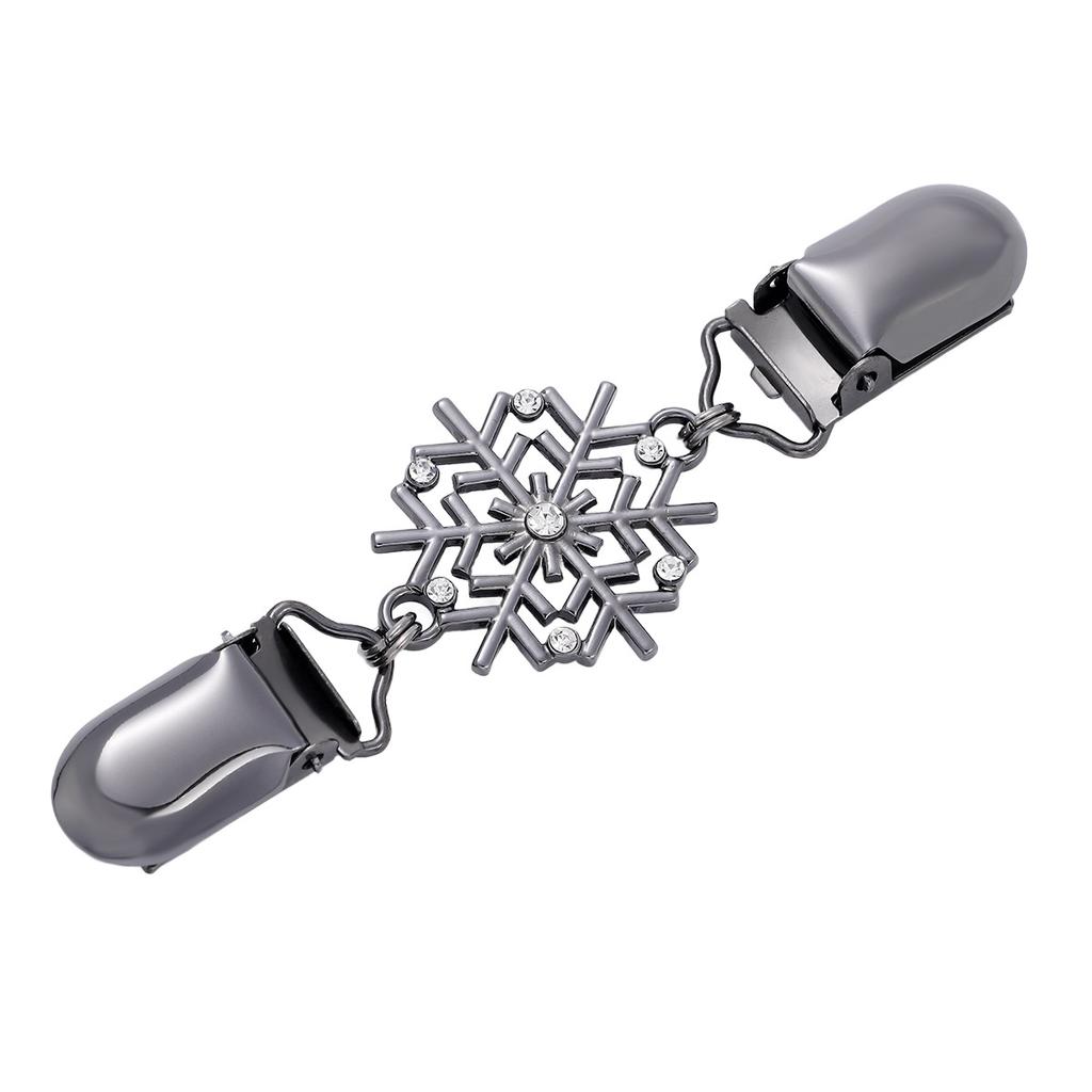 Rhinestone Snowflake Brooch Pins for Women Sweater Clip Vintage Hollow Out Shawl Cardigan Clasp Waist Fixing Button Accessory