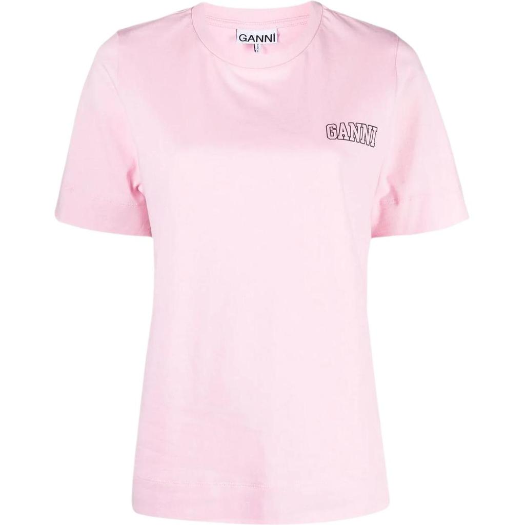 Ganni Logo Print Round Neck Short Sleeve T-Shirt Women tops T3200-465