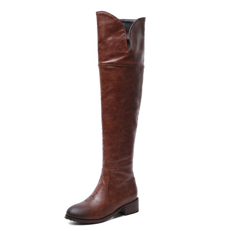 Fashion Women Over The Knee Boots Heels Long Boots Black Lady Shoes Big Size 44 45 46