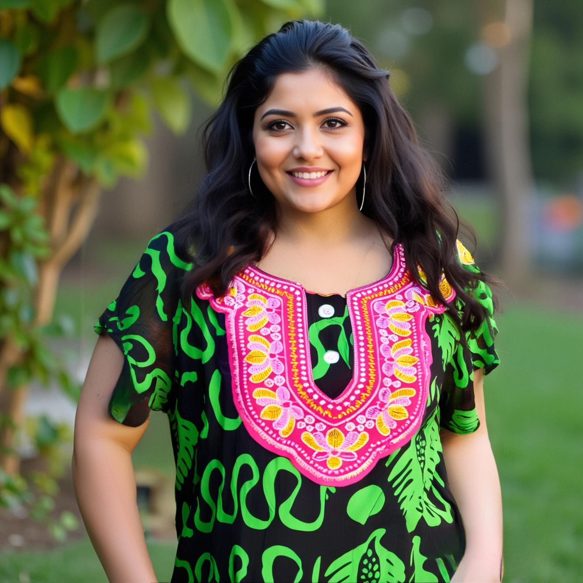 

Ethnic Plus Size Long Robe – African Print, Round Neck, Cape Style One Size