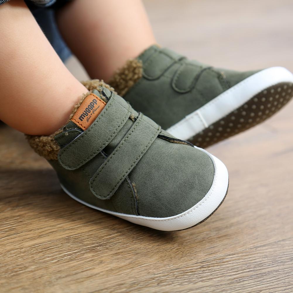 Infant Baby Boys Girls High-Top Sneakers Soft Anti-Slip Sole PU Leather Warm Toddler Newborn Prewalker First Walking Crib Shoes 0-18M