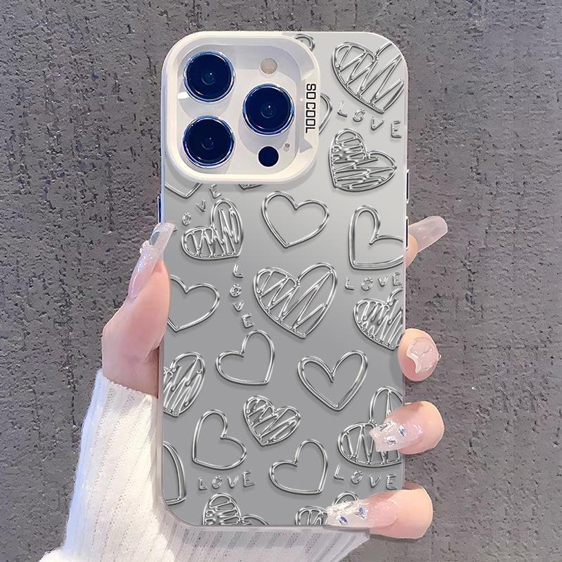 English Love Applies To Iphone14pro Apple 15 Mobile Phone Case 13 Personalized All-inclusive Xsmax Color Silver 16 New Models