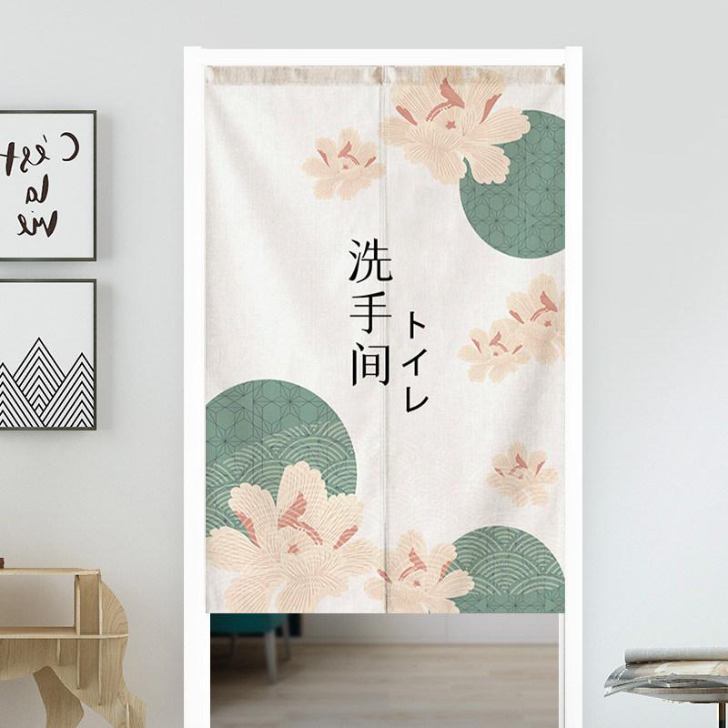 Japanese Door Curtain Cherry Blossom Chrysanthemum Ocean Wave Kitchen Doorway Partition Curtain Bedroom Bathroom Half Curtain