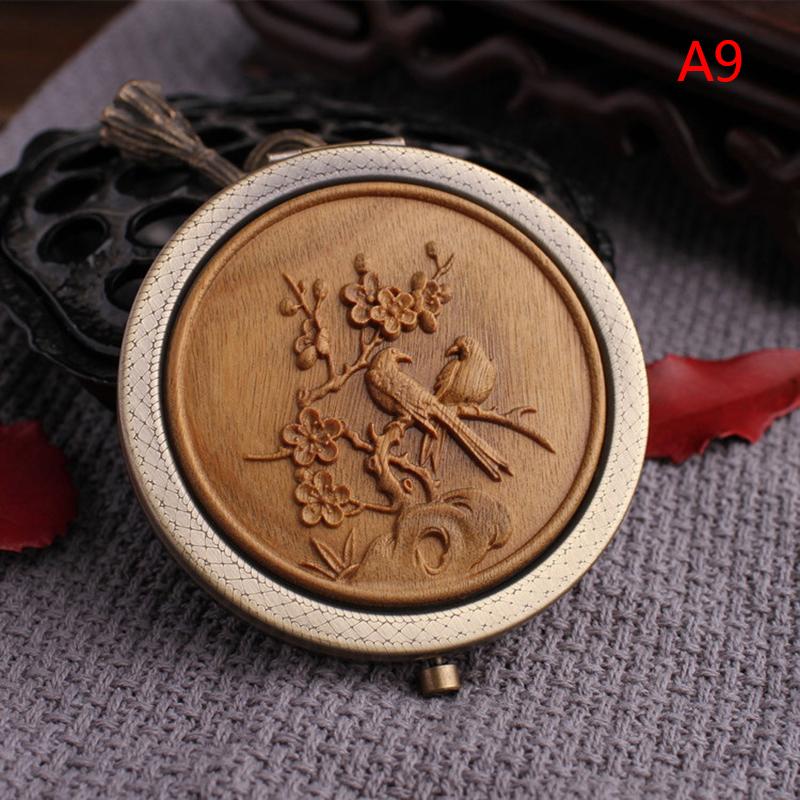 

Деревянное зеркало для макияжа, портативное увеличительное ретро-зеркало, складное карманное зеркало для женщин, подарок A9