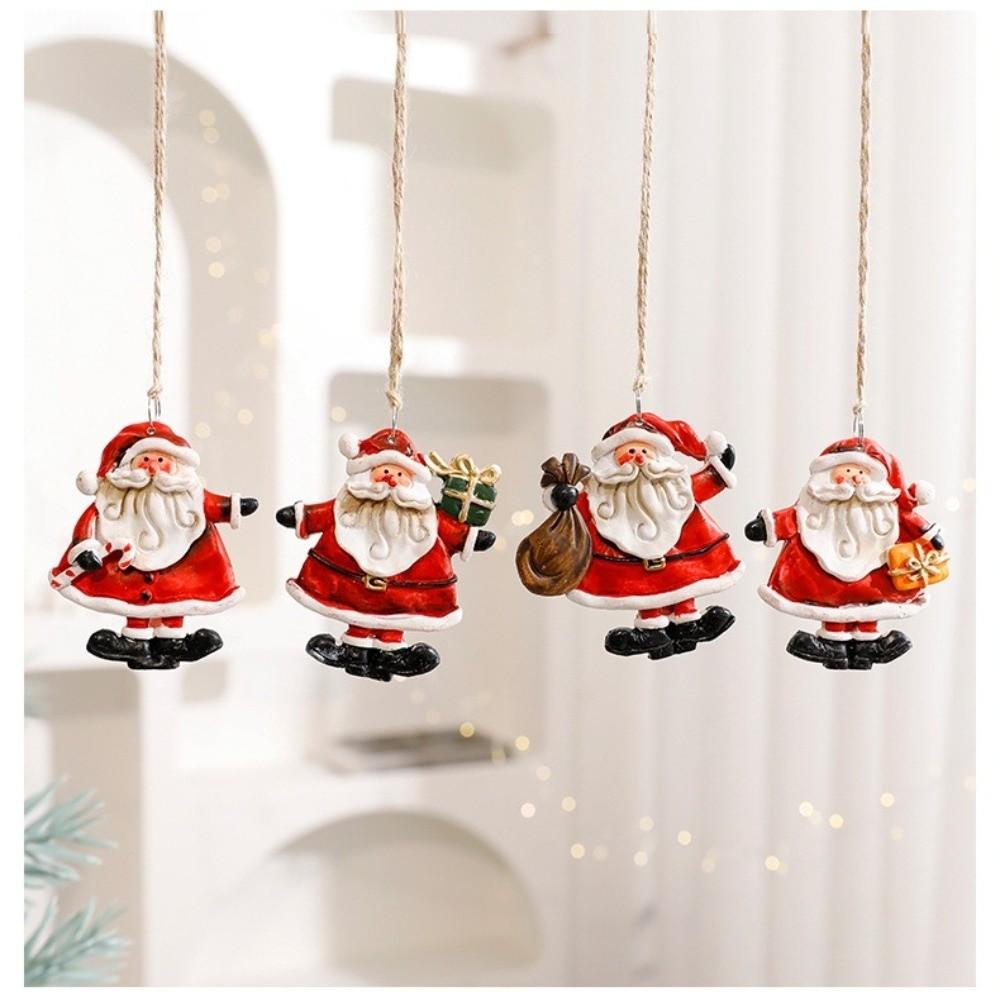 Resin Christmas Tree Hanging Pendant Santa Claus Snowman Small Xmas Tree Ornaments DIY Christmas Decorations Party Supplies
