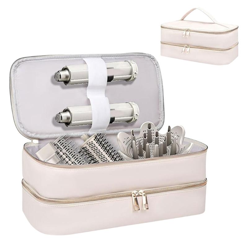 Travel Hair Dryer Carrying Handbag Double Layer Design Waterproof PU Storage Organiser Case Box for Daily Care Items