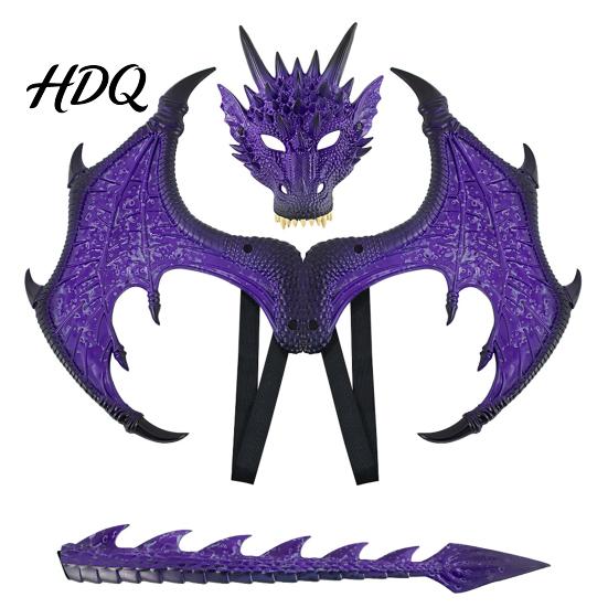 Schaumstoff Drachenflügel Kinderkostüm Set mit Maske Schwanz und Flügel Leichtes Kombi Verkleidung Cosplay Kostüme für Alter 3-12 Halloween Party