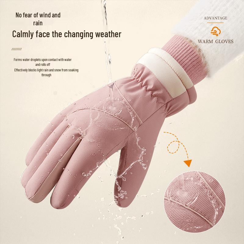 Windproof Touchscreen Non-slip Fleece-lined Winter Cycling Gloves for Electric Motorcycle