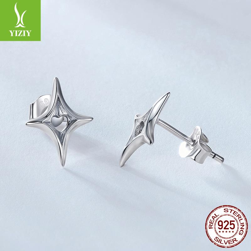S925 Sterling Silver Star Stud Earrings, Individual Cold Wind Hollow Star Stud Earrings And Ear Jewelry