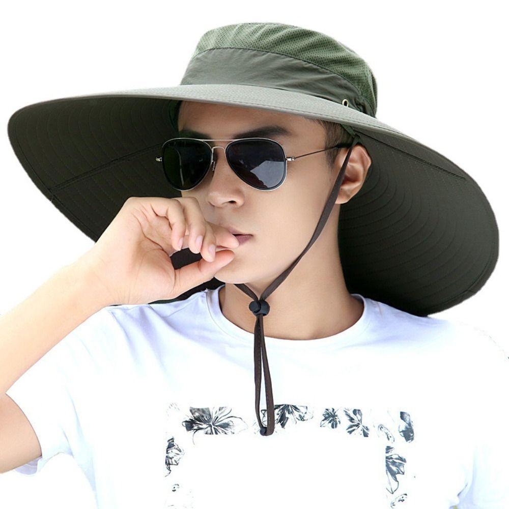 Nylon Mesh Fisherman Hat Wide Brim Hiking Cap Simple Sun Hat  Fishing
