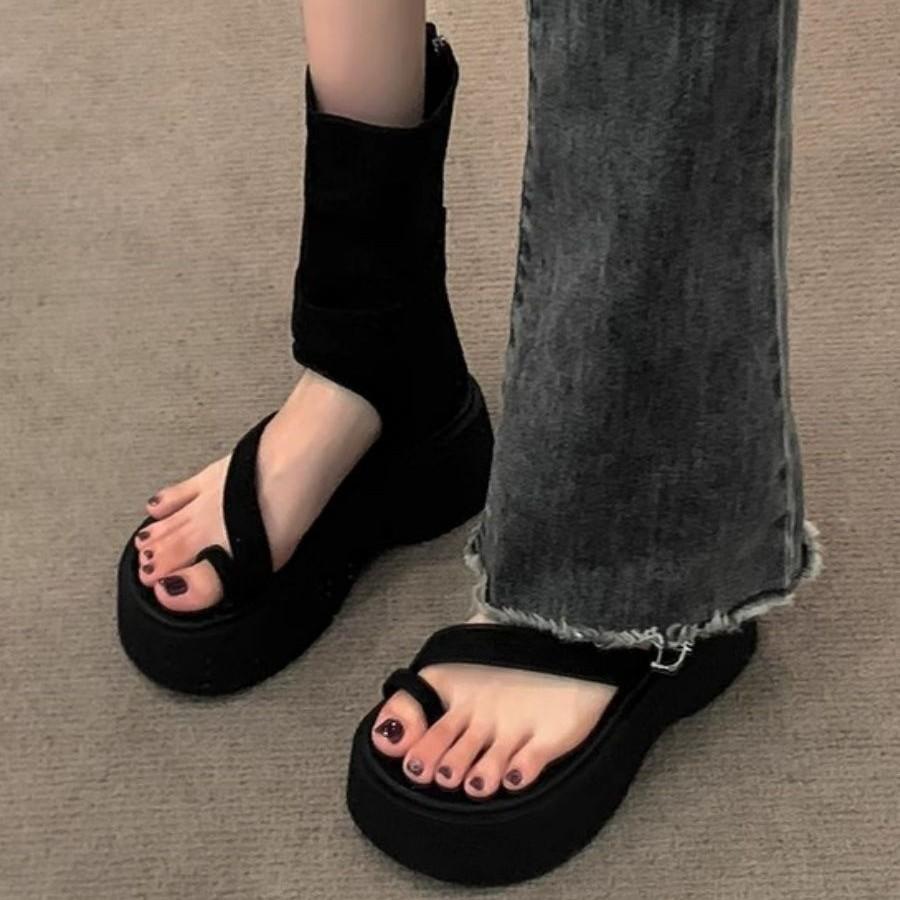 Retro Roman Sandals 2025 Summer New Niche Design Fashionable Soft-soled Shoes Breathable Heightening Toe Women's Shoes