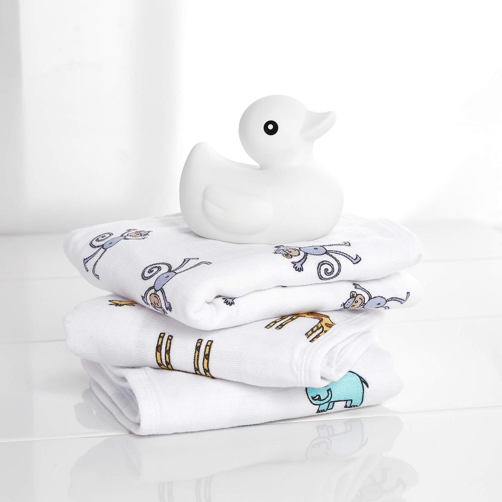 Aden Anais Washcloth Jungle Jam Set of 3 30x30cm Muslin Cotton with Loop Baby Gift WCADAB3048 +