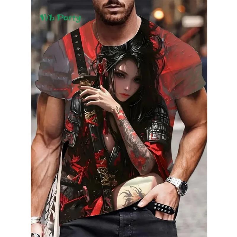 

3D Painting Short Sleeve Tee Summer Outdoor Men s Tops Fashion Round Neck Men s T-Shirts S