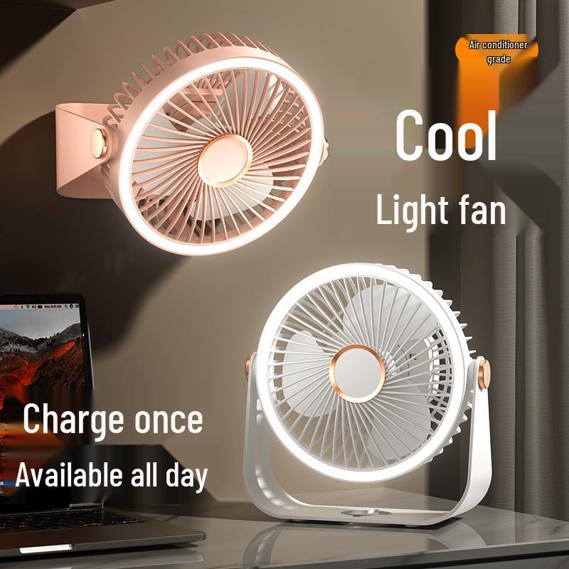 2026 Portable USB Charging Clip-on Desktop Fan with Light for Dorm Use