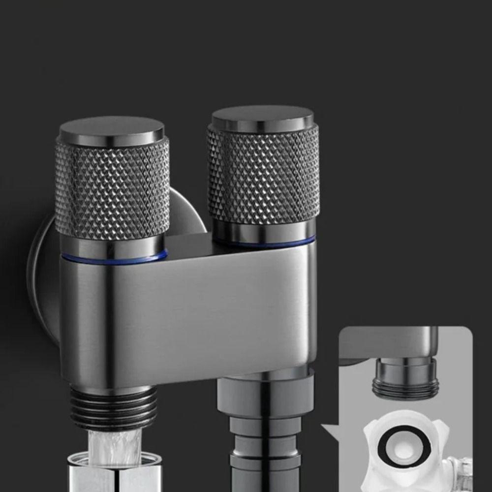 New Alloy Washing Machine Faucet 1 In Two Out G1/2 Toilet Triangle Valve Triangle Valve Double Control Valve Basin