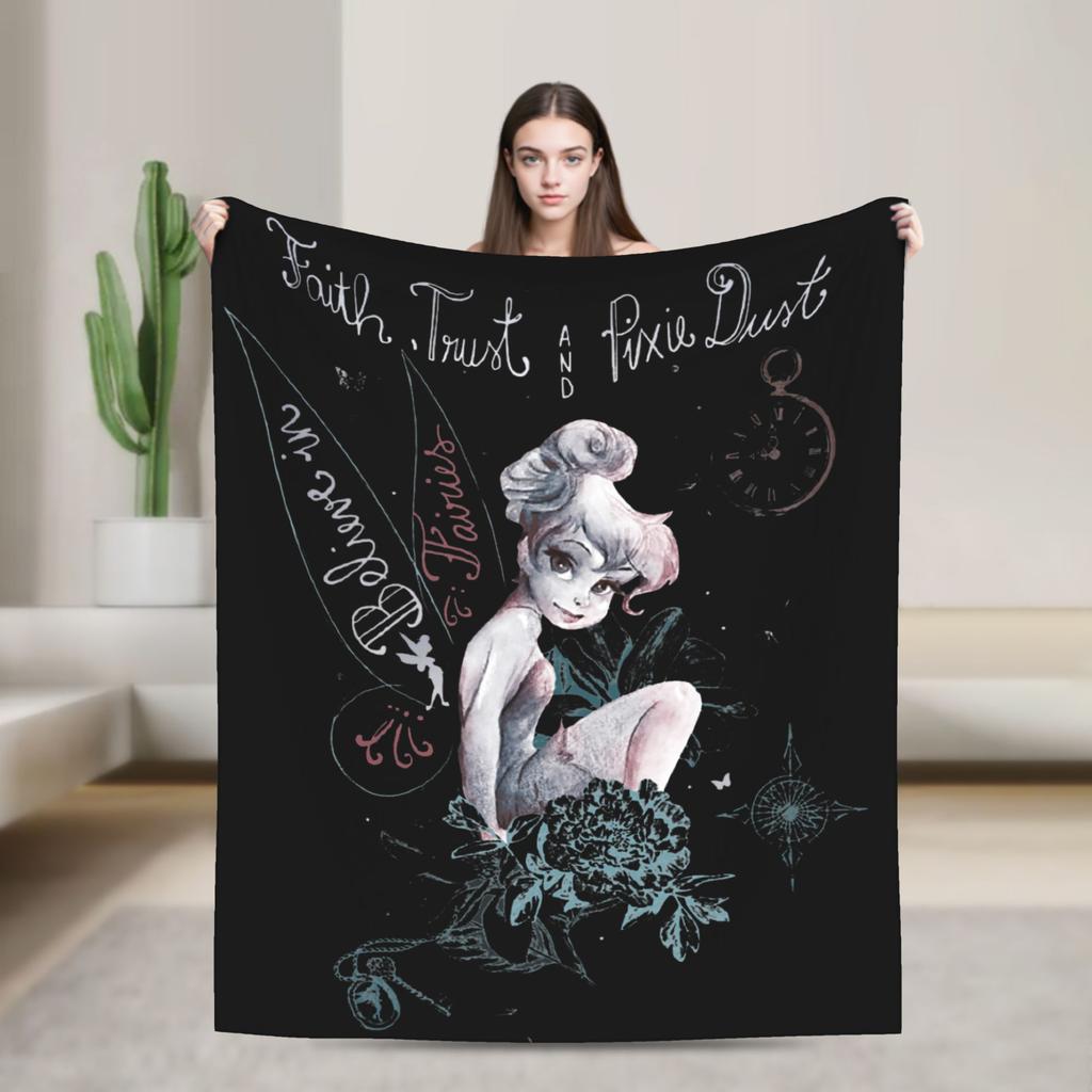 Peter Pan Tinker Bell Blanket  Wool Awesome Warm Throw Blankets for Bedding Lounge  Winter