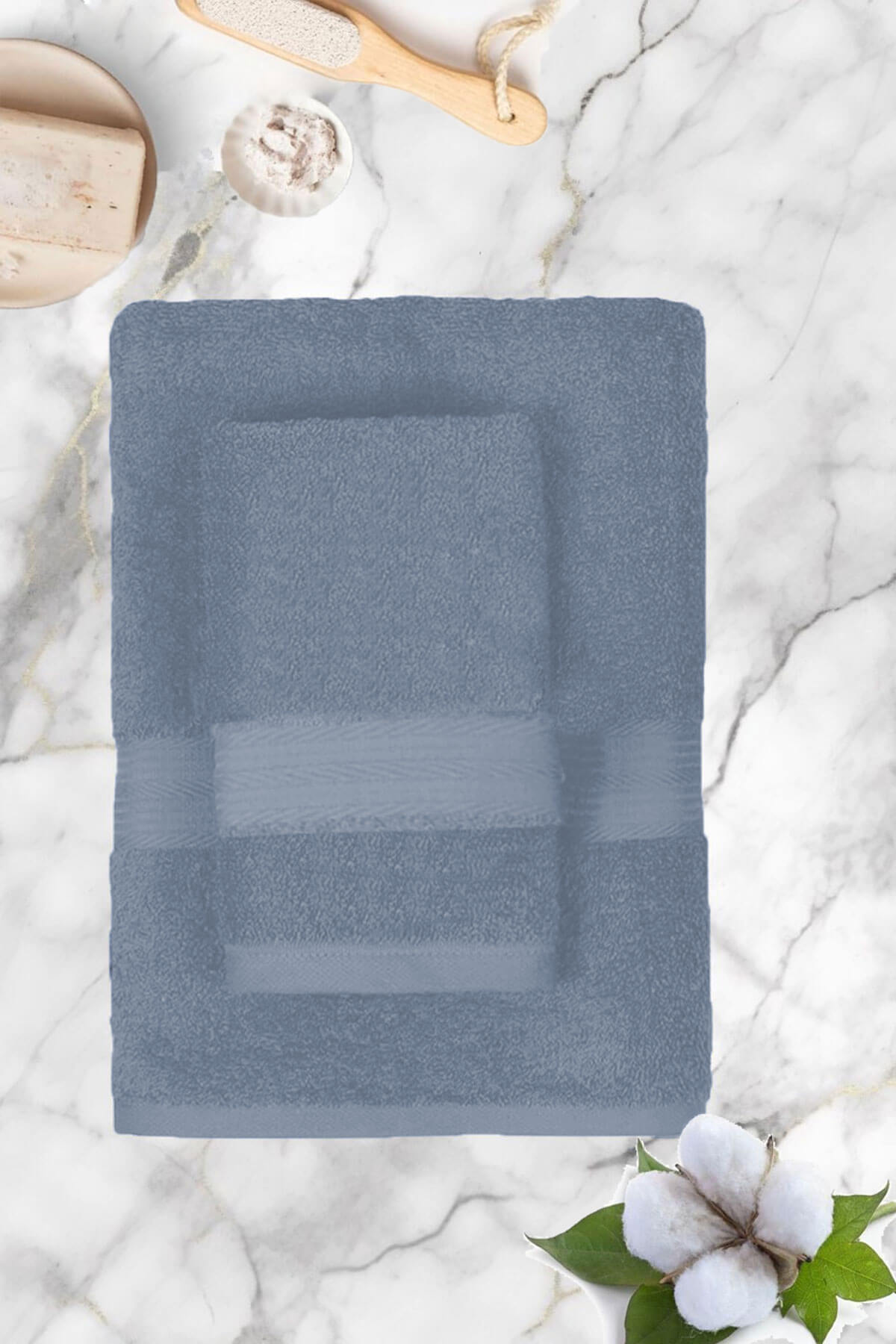 

Büyük Battal Boy 2 li Set Banyo ve Hamam Havlusu %100 Pamuklu Denis світло-сірий колір