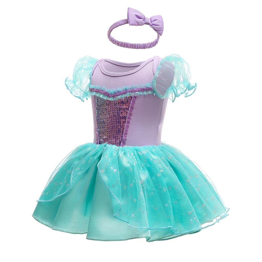 Dressy Daisy Baby Mermaid Romper Costume Ariel Princess Dress with Size Halloween Months Girls' - Headband, 70, Costume, 6-9