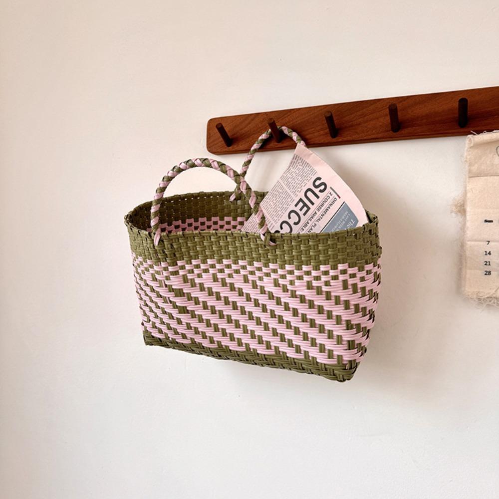 Large Capacity Beach Tote Bag Countryside Style Vegetable Basket Bag Casual Weave Bag  Travel