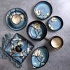 Hand-Painted Magnolia Kiln-Glazed Ceramic Octagonal Fish Plate