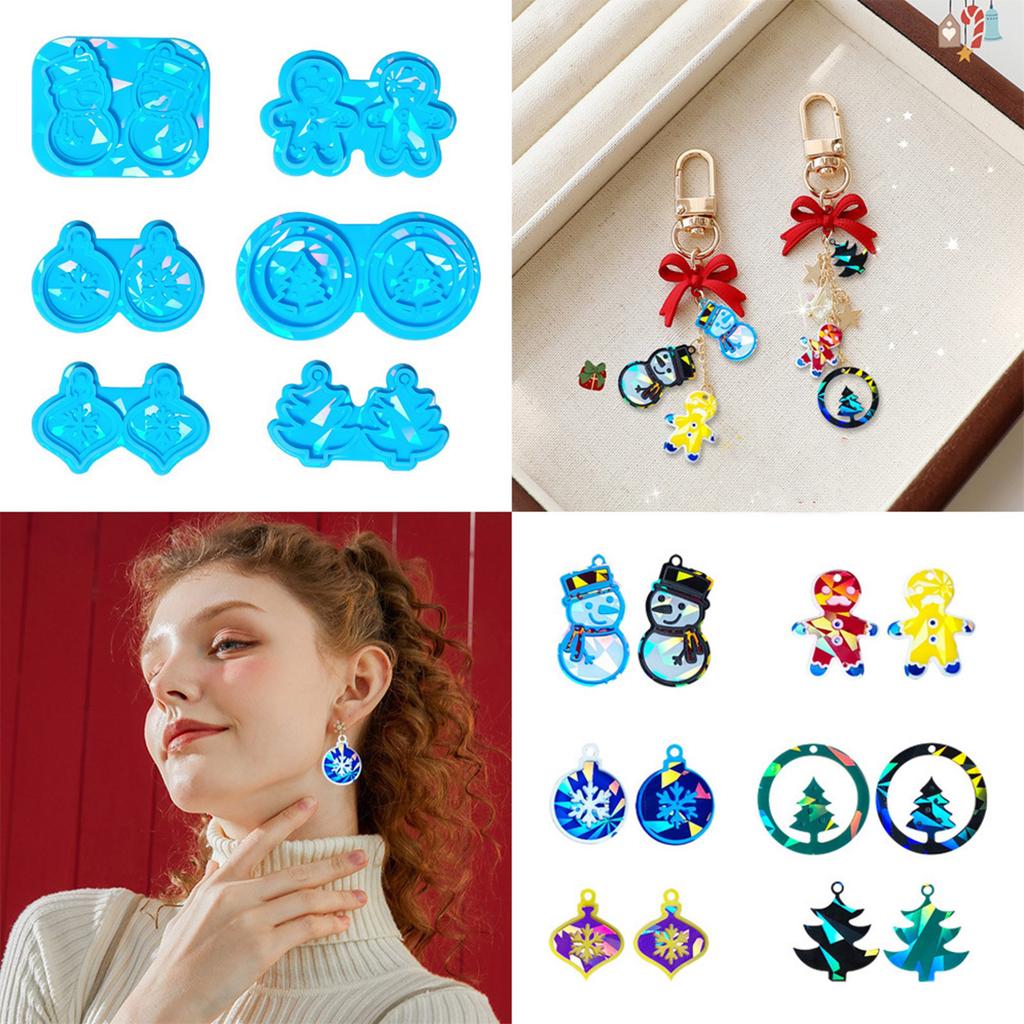 Christmas Silicone Molds Holographic Epoxy Resin Mold DIY Keychain Pendant Mold Handmade Jewelry Tool Easy to Clean