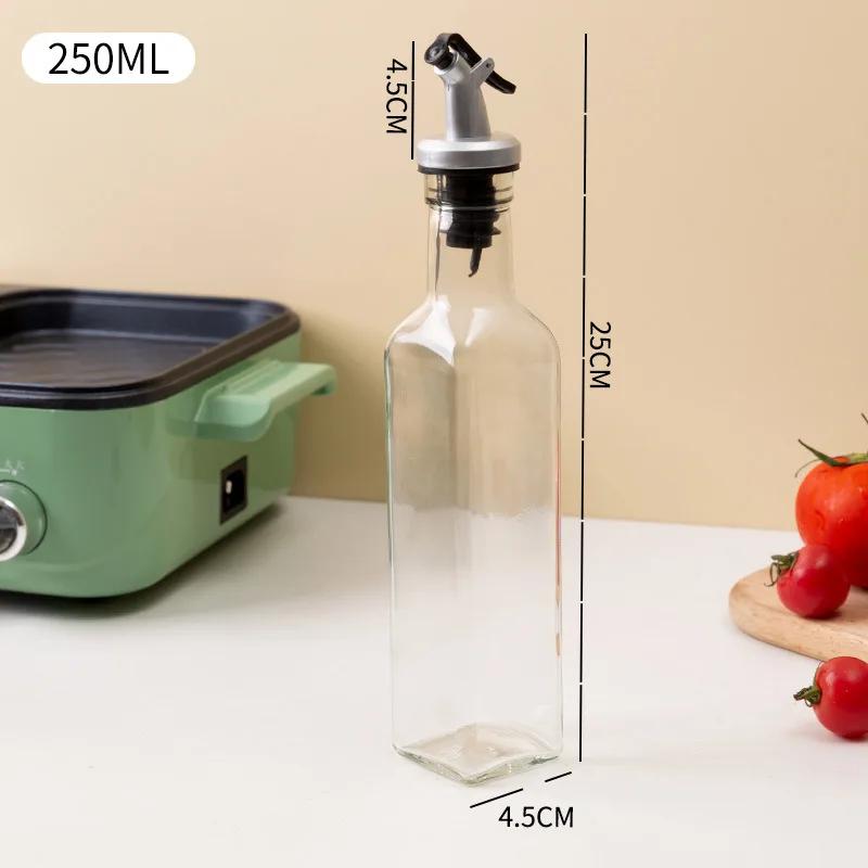 Transparent Glass Olive Oil Bottle 150/250/500ML Leakproof Kitchen Seasoning Soy Sauce Vinegar Press Type Cruet Barbecue Bottle