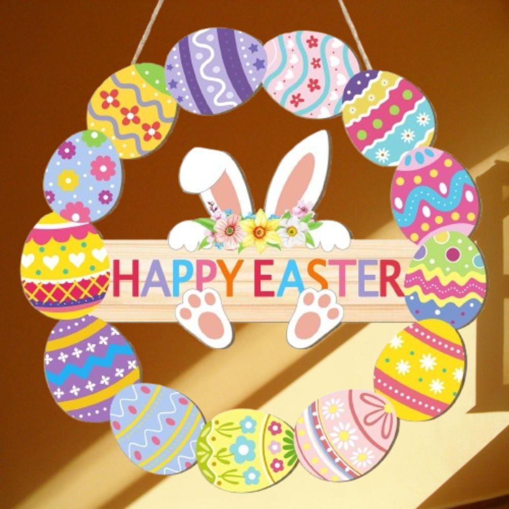 Wooden Welcome Door Sign Pendant Colorful Happy Easter Wall Decor  Party Favors