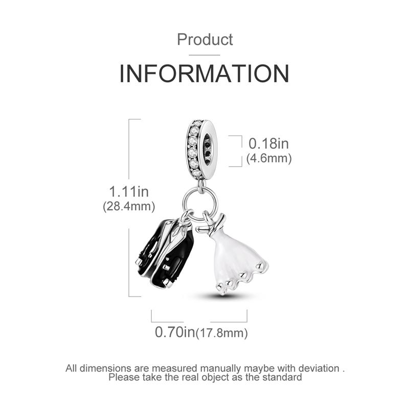 Wedding Dress Suit Pendants Copper Original Beads Fit Original Charms Bracelet Beads Jewelry Gifts For Women