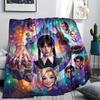Wednesday Addams Print Flannel Blanket, Ultra Soft High Quality All Seasons Warm Throw, Home Decor Cozy Blanket, Perfect Christmas Gift
