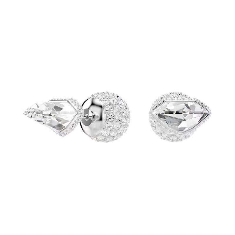 Swarovski Lucent Spherical Pavé Crystal Rhodium Plated Stud Earrings Women's Silver/White 5686483