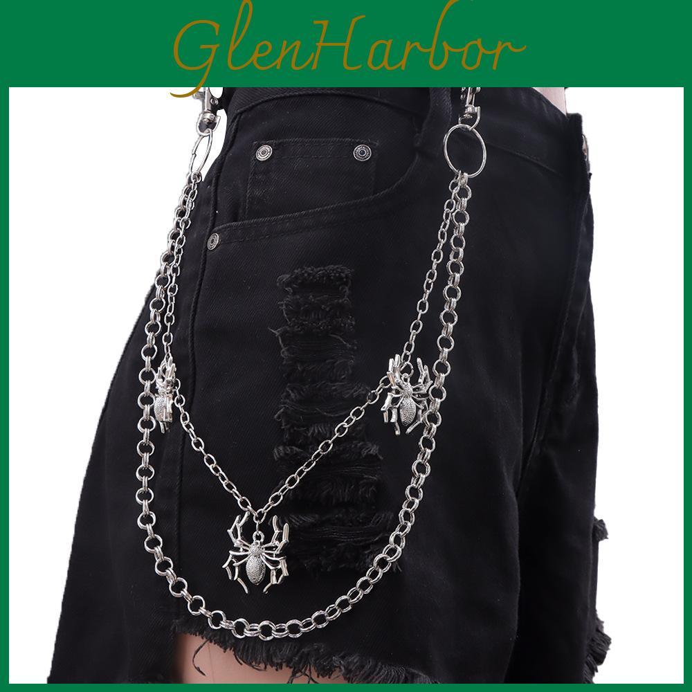 Punk Metal Double Ring Waist Chain With Lobster Clasp For Men And Women