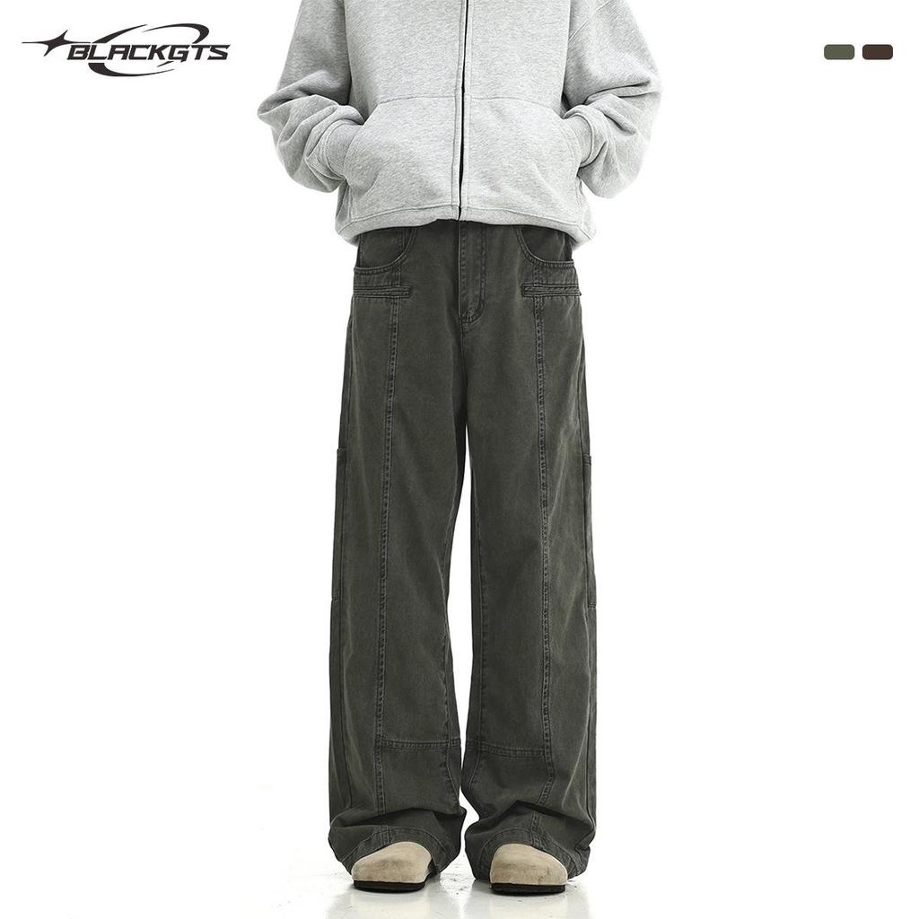 GTS Vintage Retro Prané Americké Montérky - Kolekce Podzim 2024, Čistá Bavlna, Volný Rovný Střih.